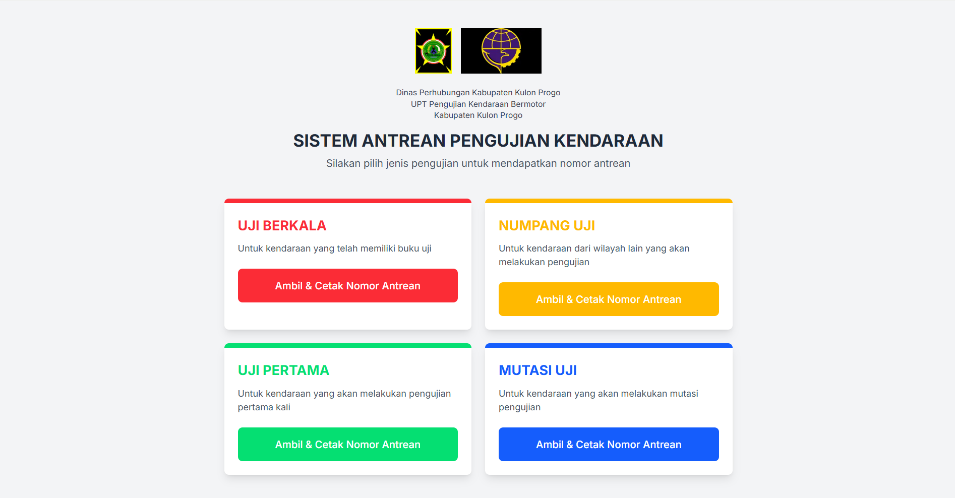 Antrean Pengujian Kendaraan (Proyek Internal) - Custom Web portfolio project by Iniwebsitemu