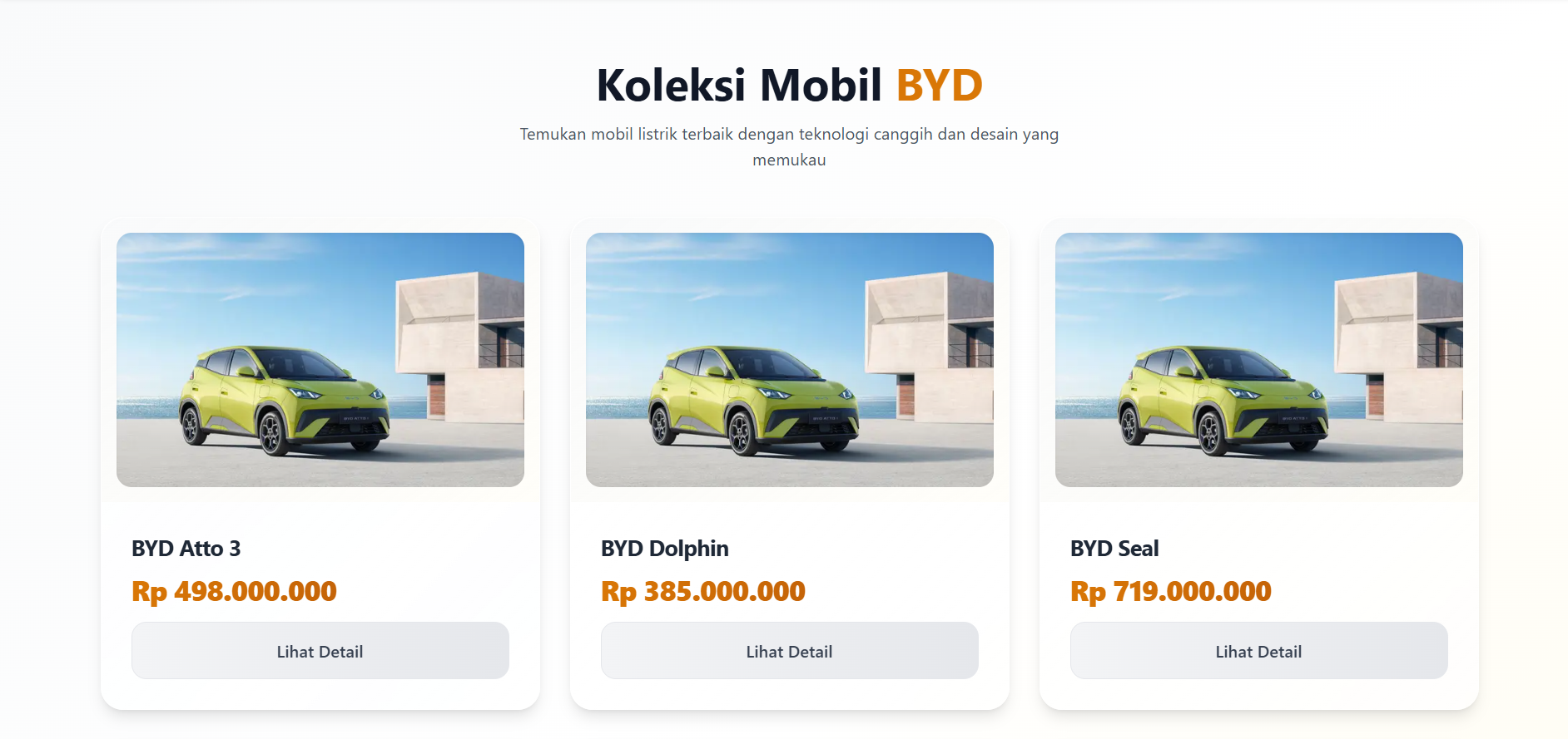 Selling Car Website - Screenshot 2 showing Landing Page project features