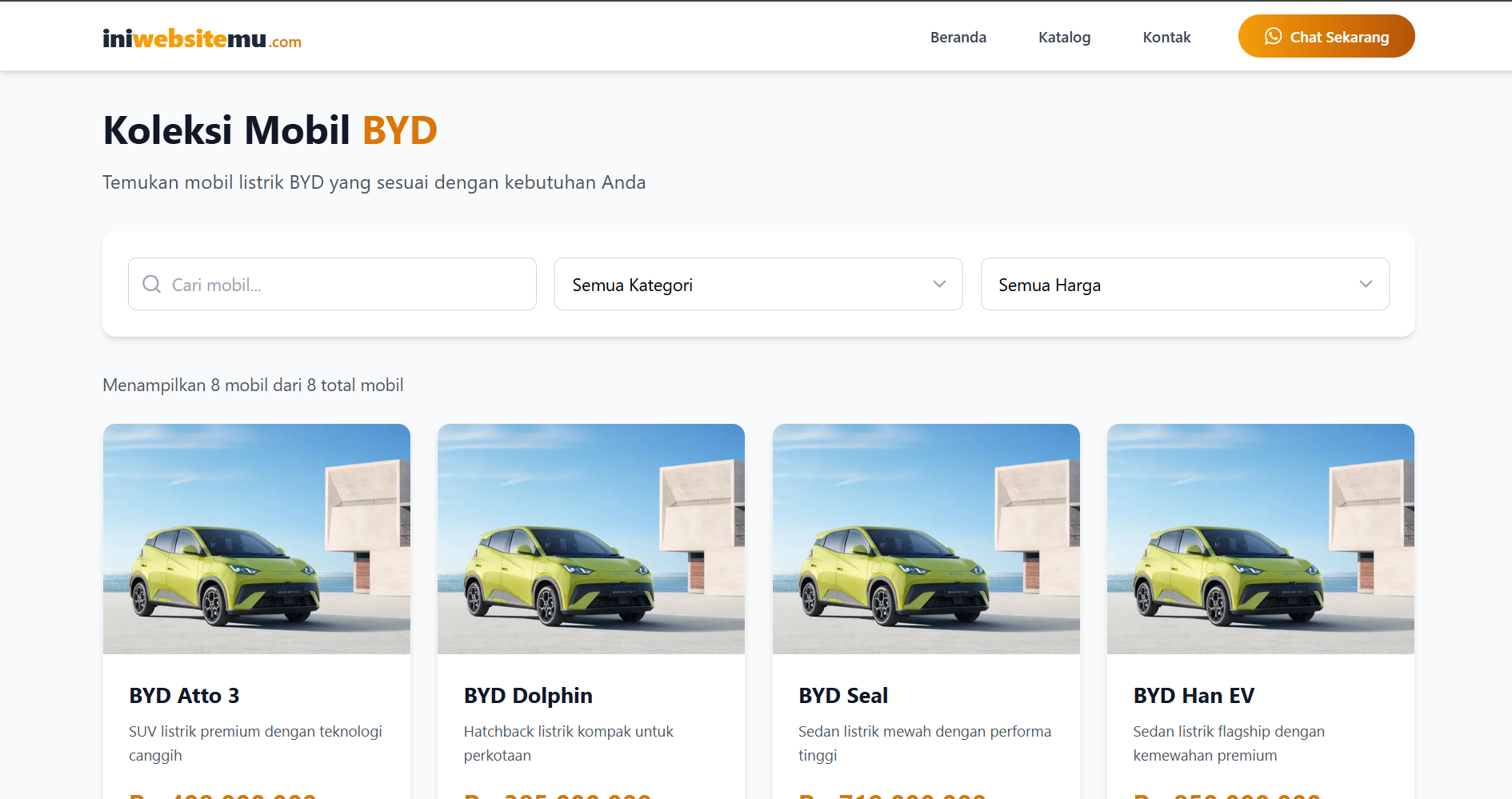 Selling Car Website - Screenshot 4 showing Landing Page project features